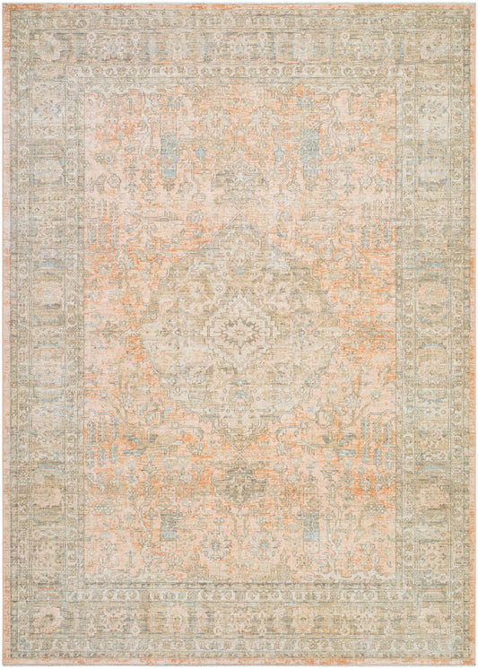 Tapis Becki Owens Renaissance fait main, corail et denim