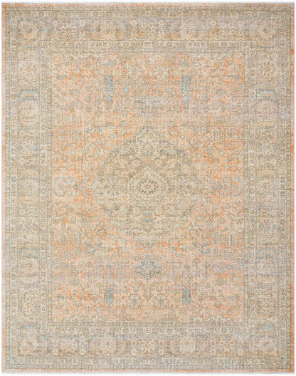 Tapis fait main Renaissance de Becki Owens, corail et denim