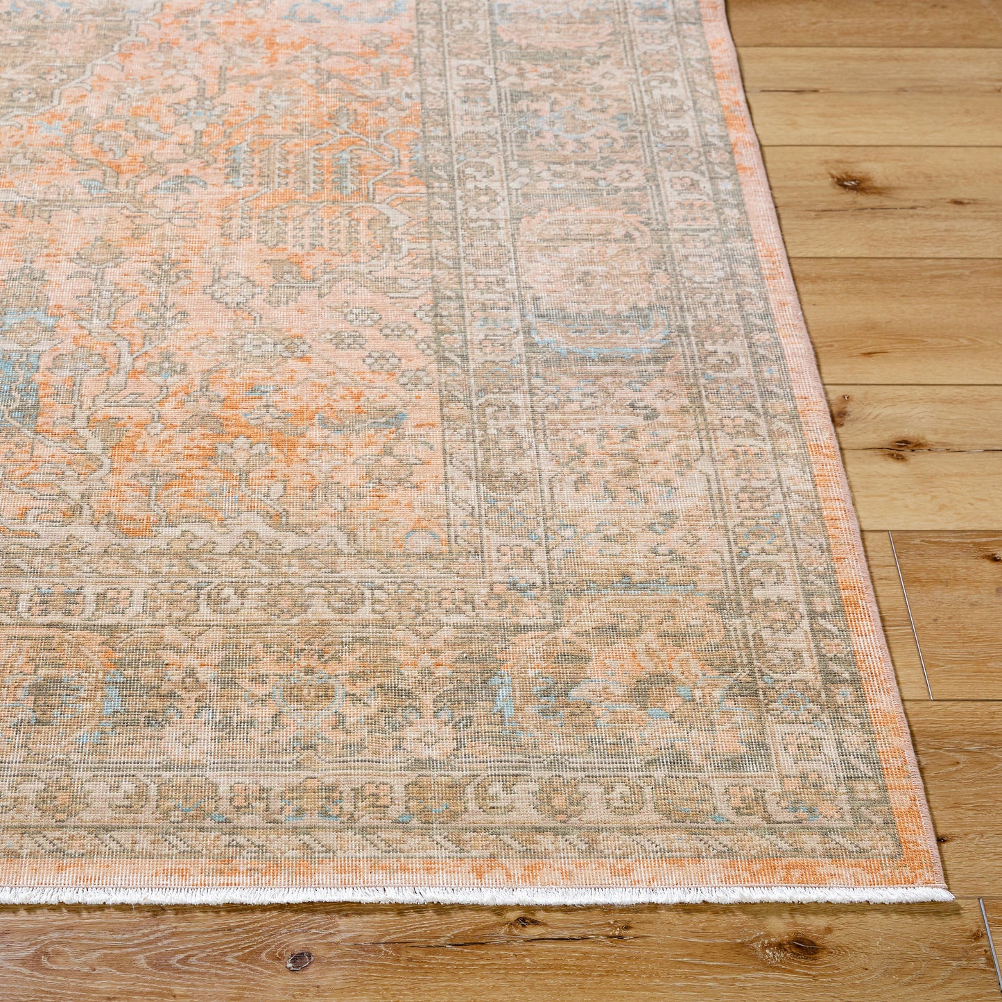 Tapis Becki Owens Renaissance fait main, corail et denim