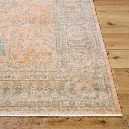 Tapis fait main Renaissance de Becki Owens, corail et denim