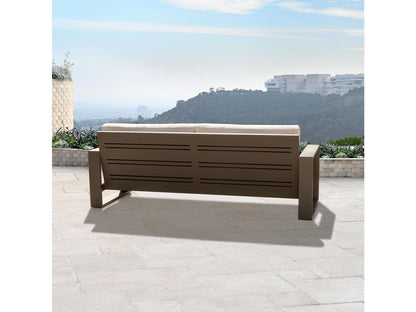 Canapé d'extérieur Torren, tissu beige et structure en aluminium bronze